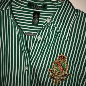 Ralph Lauren Green & White striped button up